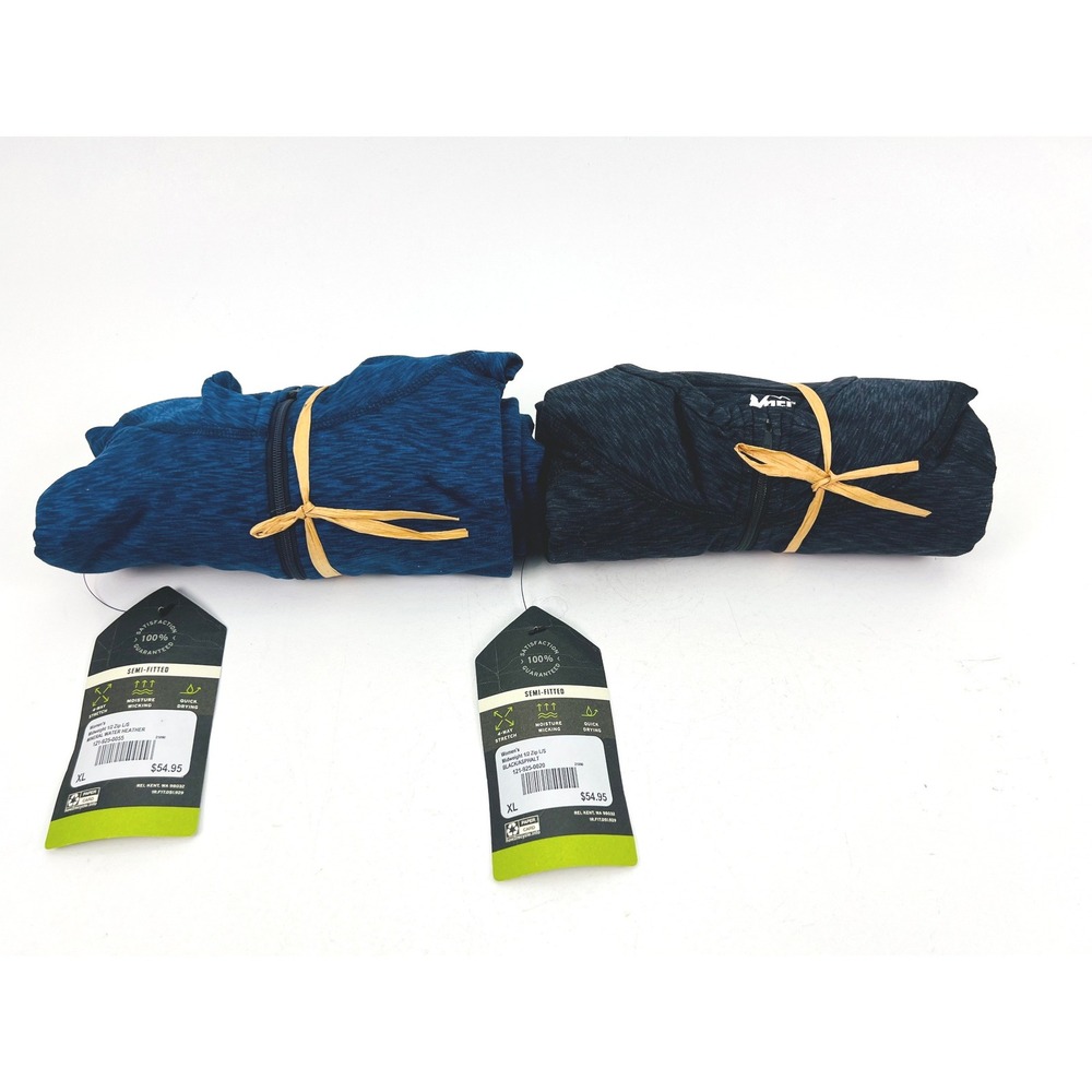 REI Co-op Womens Midweight Half-Zip Base Layer Lot of 2 Blue Black XL NEW